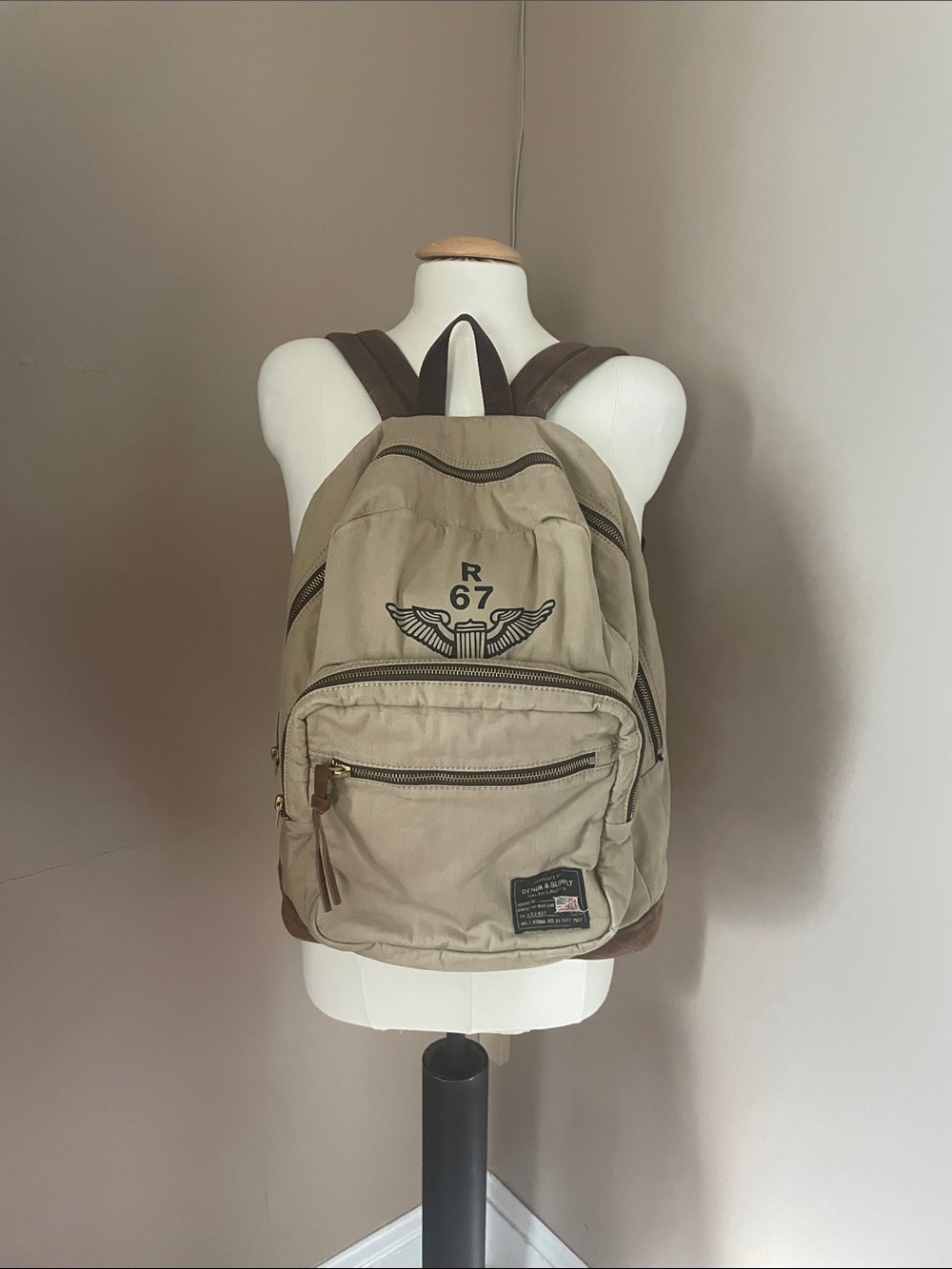Ralph Lauren Denim & supply Wing Logo Men's Khaki Backpack